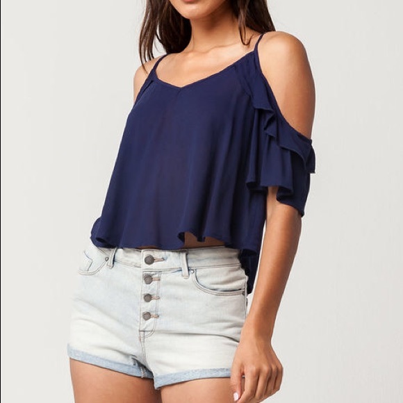 Navy blue flowy top from tillys - Picture 3 of 3